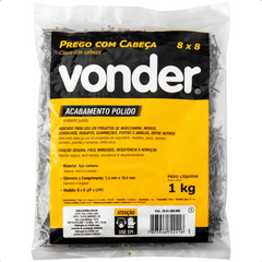 Prego Cabeça 8 x 8 mm Polido 1 Kg Vonder