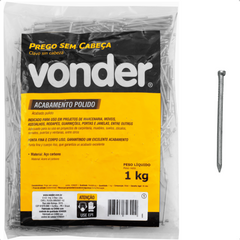 Prego sem Cabeça 9 x 12" Polido 1 Kg Vonder