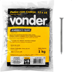 Prego com Cabeça 12 x 15" Polido 1 Kg Vonder
