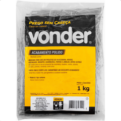 Prego sem Cabeça 13 x 15" (1.1/4 x 15") Polido 1 Kg Vonder