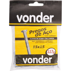 Prego de aço 12x12 com cabeça zincado 100 peças Vonder