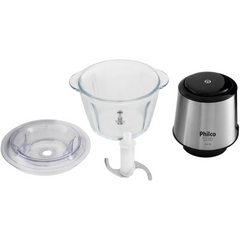 Processador Inox Glass PPS01I 350W Philco Com Tigela de Vidro 1,2L Função Pulsar 127V