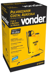 Pulverizador Costal 2 em 1 Manual/Bateria Lítio 18L Vonder