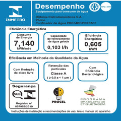 Purificador de Água PBE04BF Philco Com Dupla Filtragem Gelada ou Natural Bivolt