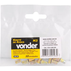 Rebite Aço Carbono M3 Rebite Manual Rosca Pacote 10 Vonder