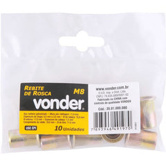 Rebite Aço Carbono M8 Rebite Manual Rosca Pacote 10 Vonder