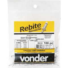Rebite Repuxo De Alumínio 6,2x25,0mm Mandril Aço Com 100 Peç