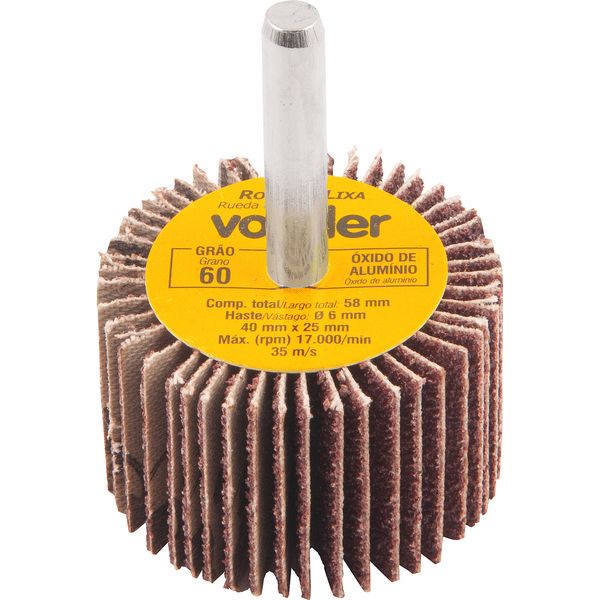 Roda de Lixa 40x25mm com Haste G60 Vonder