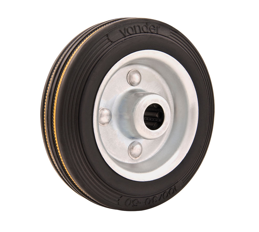 Roda Borracha 8'' Média 180kg Rolete 20mm Vonder