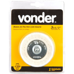 Roda de feltro/pano 3x1/2" haste 1/4" p/ polimento Vonder