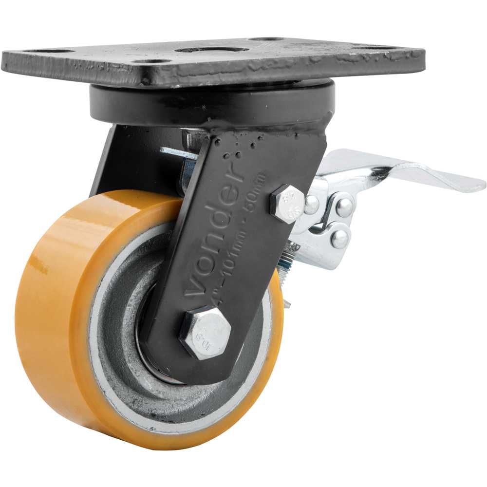 Rodizio Giratório com Freio 4'' Pu+Ferro Industrial Vonder