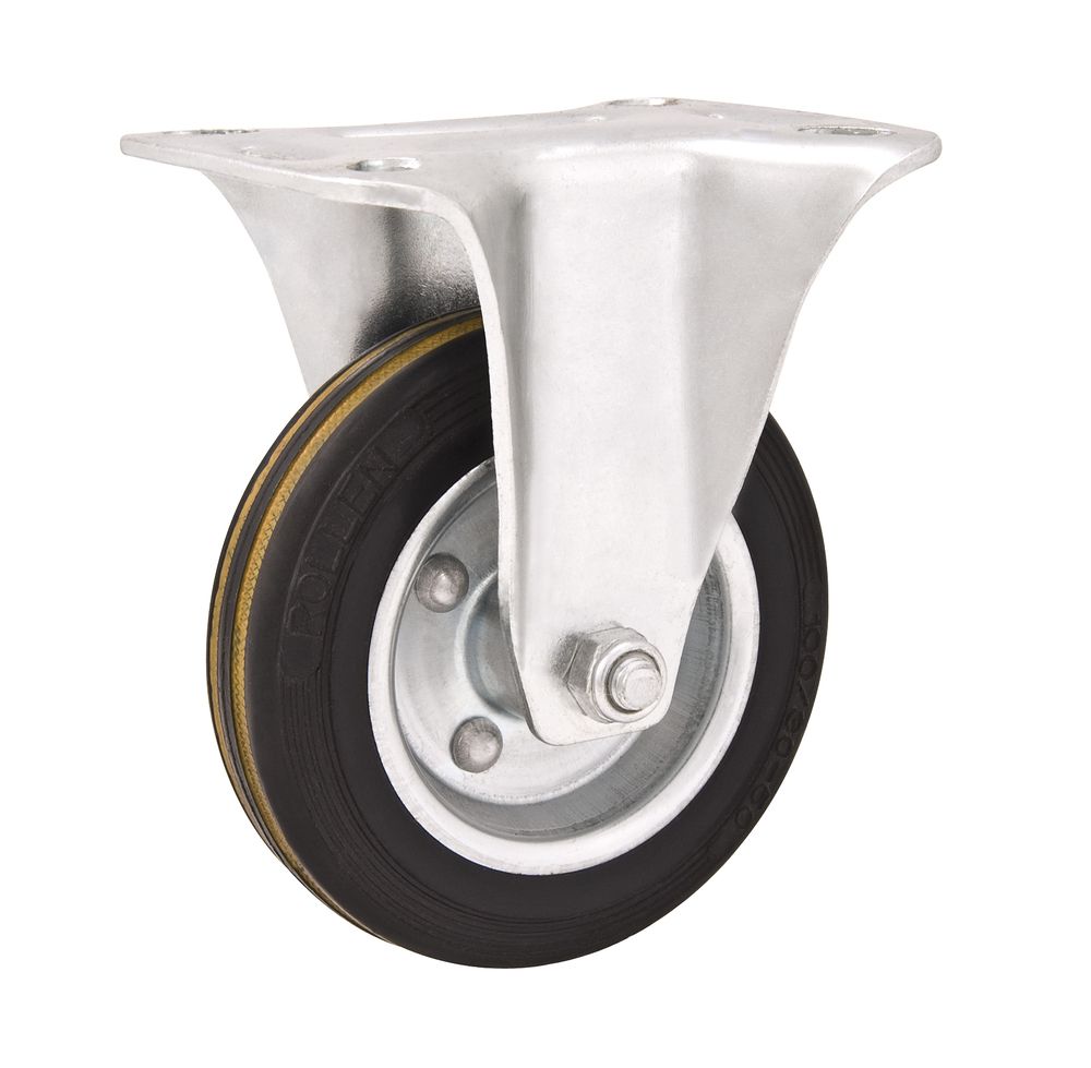 Rodizio fixo 3" média 60kg borracha preta Vonder