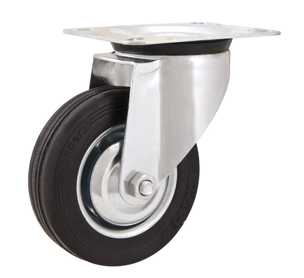 Rodizio Giratório 5 Leve 100kg Chapa Borracha Preta Vonder