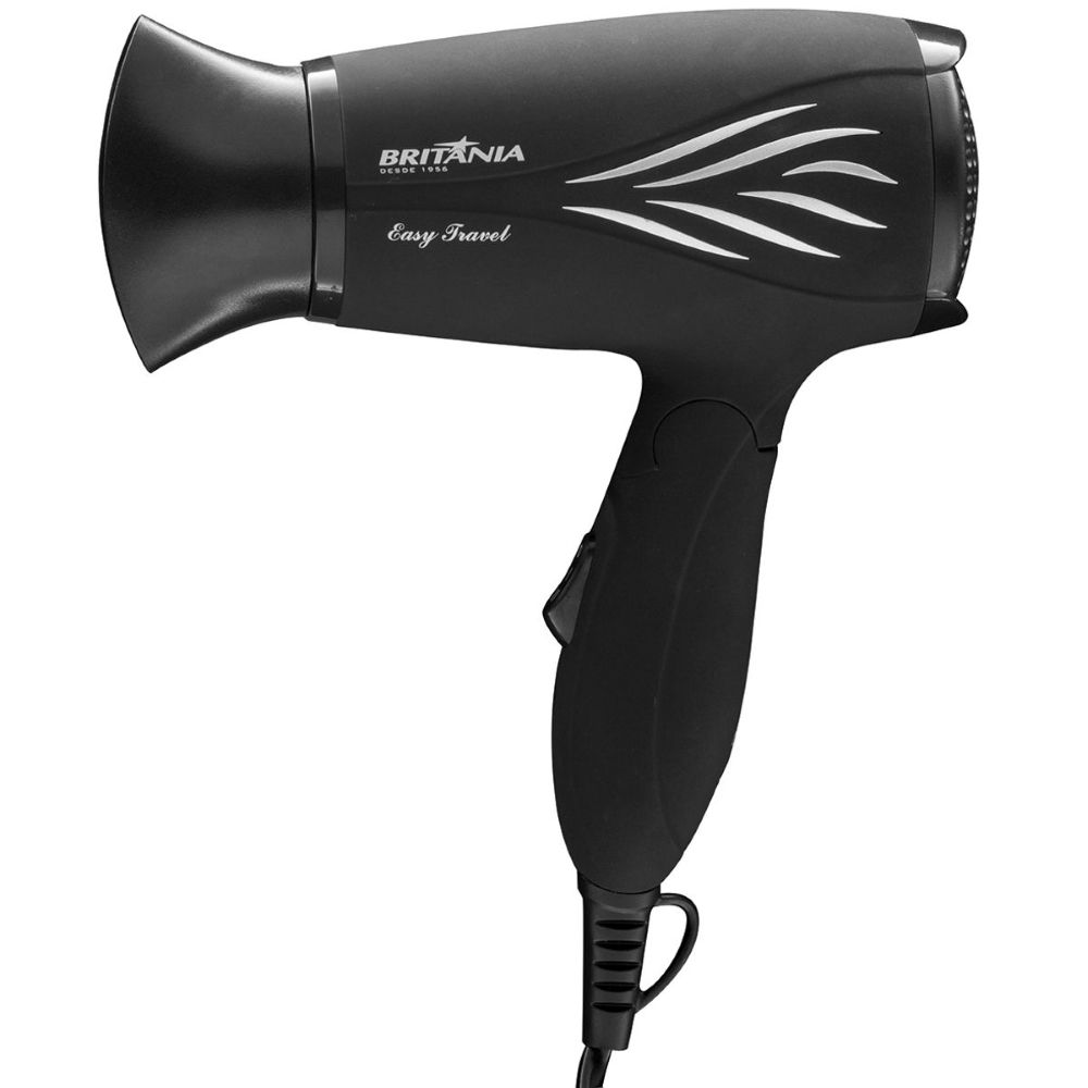 Secador de Cabelos Easy Travel 1000W Britânia Com Cabo Dobrável e Bocal Concentrador Bivolt