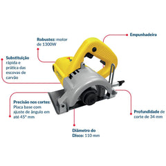 Serra Marmore MSM-1300W 220V 60HZ Menegotti 110mm