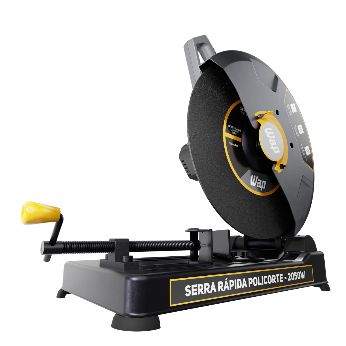 Serra Rápida Policorte de Bancada Profissional 2050W Disco 355mm 14" para cortar Ferro Metal e Aço WAP WF SP01 127V