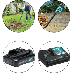 Soprador de Ar Força 1.6N Velocidade do Ar 56 m/s Sem Fio 12V Com Bateria Carregador UB101DZC Makita