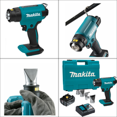 Soprador Termico Sem Fio 18V Portátil 500°C Com 1 Bateria Carregador Tubeiras Maleta DHG180RT Makita