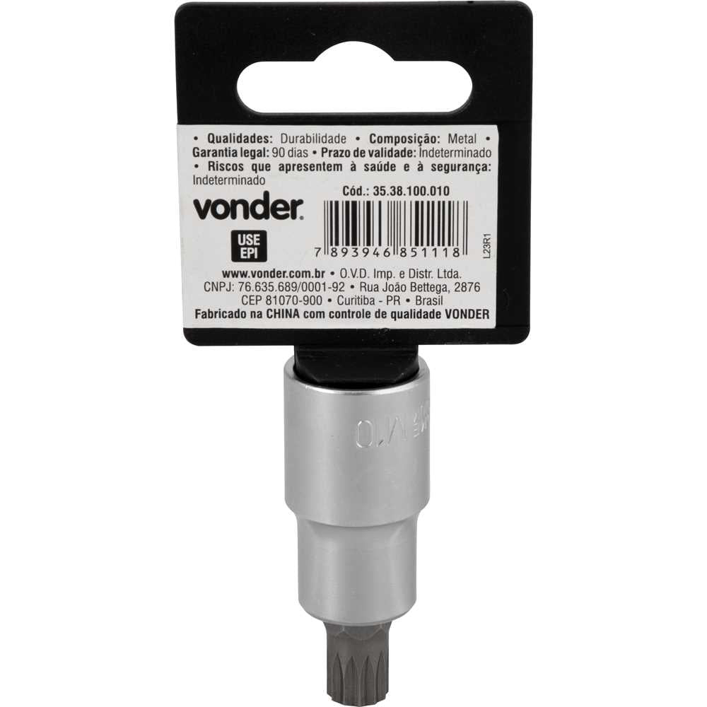 Soquete Multidentado Encaixe 1/2'' M10 15mm Curto CRV Vonder