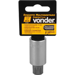 Soquete Multidentado Encaixe 1/2'' 16mm Curto CRV Vonder