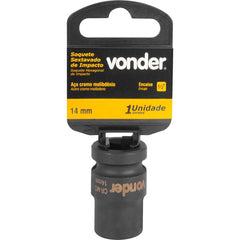 Soquete Sextavado Impacto Encaixe 1/2" 14mm Aço Cromo Vonder