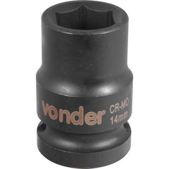 Soquete Sextavado Impacto Encaixe 1/2" 14mm Aço Cromo Vonder