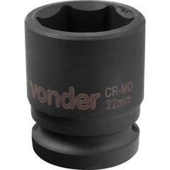 Soquete Sextavado Impacto Encaixe 1/2" 22mm Aço Cromo Vonder