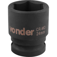 Soquete Sextavado Impacto Encaixe 1/2" 24mm Aço Cromo Vonder