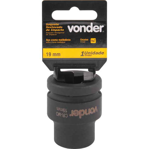 Soquete Sextavado de Impacto enc 3/4" 19mm Aço Cromo Vonder