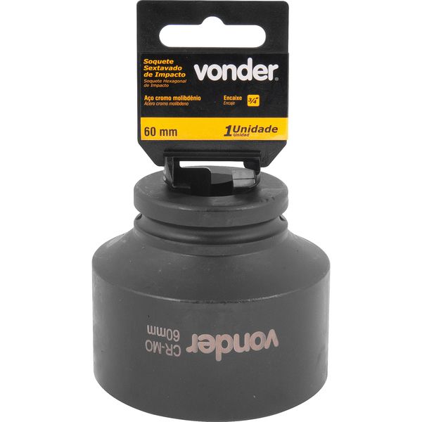 Soquete Sextavado Impacto Encaixe 3/4" 60mm Aço Cromo Vonder