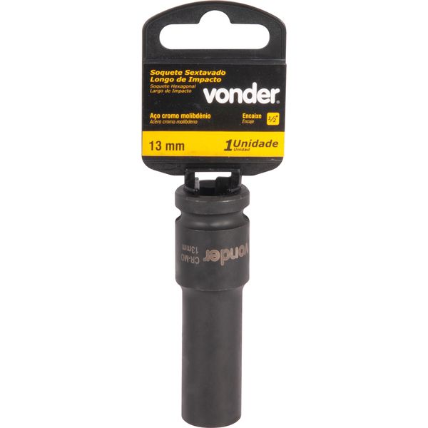Soquete Sext Impacto Longo Enc 1/2" 13mm Aço Cromo Vonder
