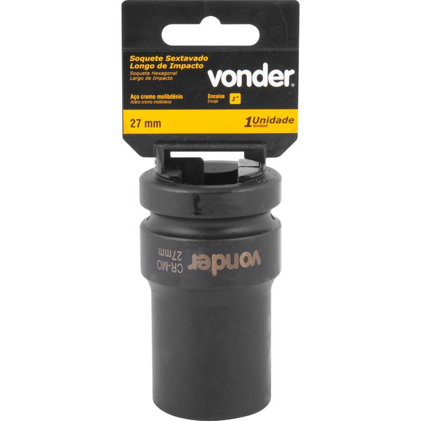 Soquete Sextavado de Impacto Longo 1" 27mm Aço Cromo Vonder