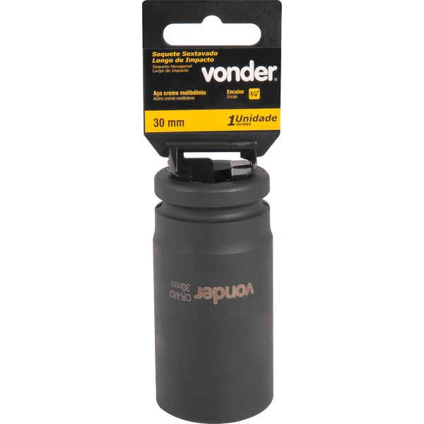 Soquete Sextavado Impacto Longo 3/4" 30mm Aço Cromo Vonder