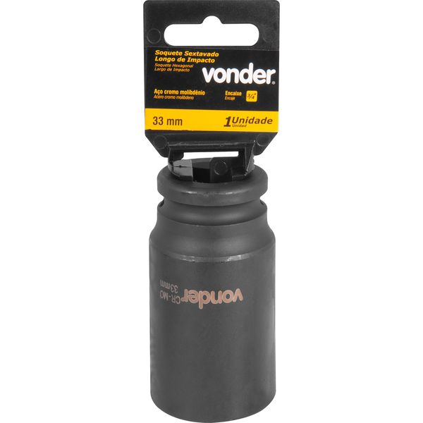 Soquete Sextavado Impacto Longo 3/4" 33mm Aço Cromo Vonder