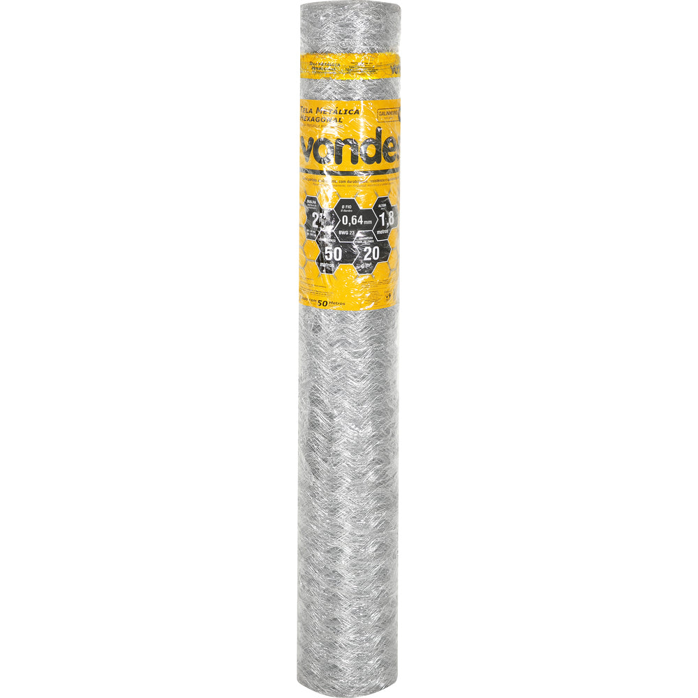 Tela Metálica Galinheiro Hex Malha 2'' BWG23 1,8m 50m Vonder