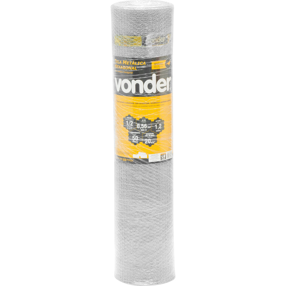 Tela Metálica Hexagonal Malha 1/2  24 Bwgx1,2m Com 50m Vivei