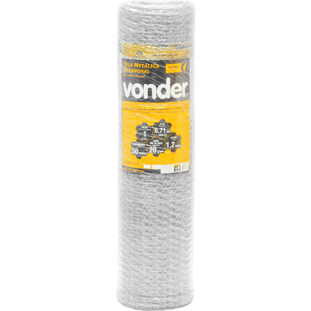 Tela Metálica Hexagonal Malha 1  22 Bwgx1,2m Com 50m Pinteir