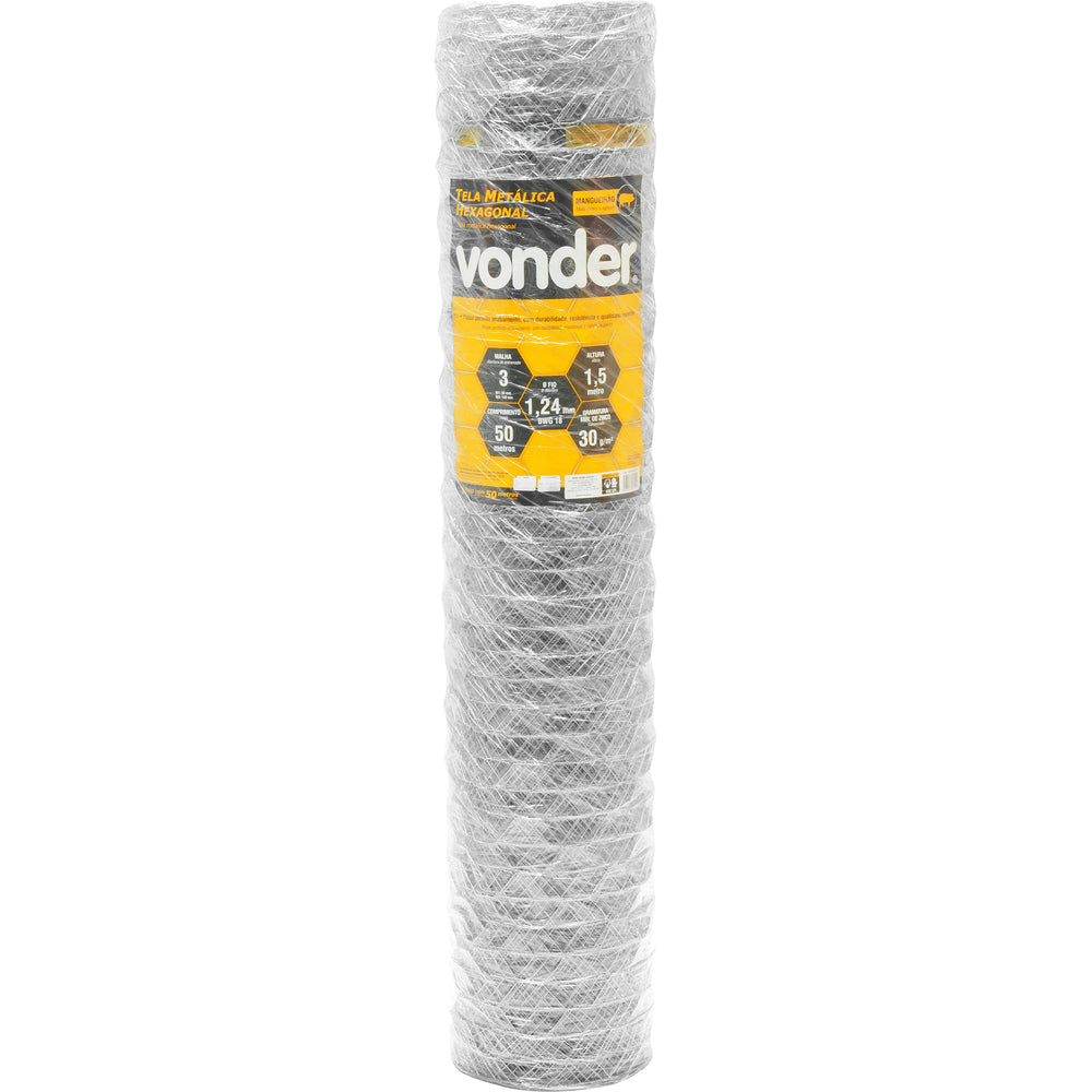 Tela Metálica Hexagonal Malha 3  18 Bwgx1,5m Com 50m Manguei