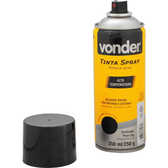 Tinta Spray Acrílic Alta Temp. Preto Fosco 350ML/250G Vonder