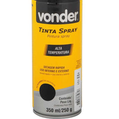 Tinta Spray Acrílic Alta Temp. Preto Fosco 350ML/250G Vonder