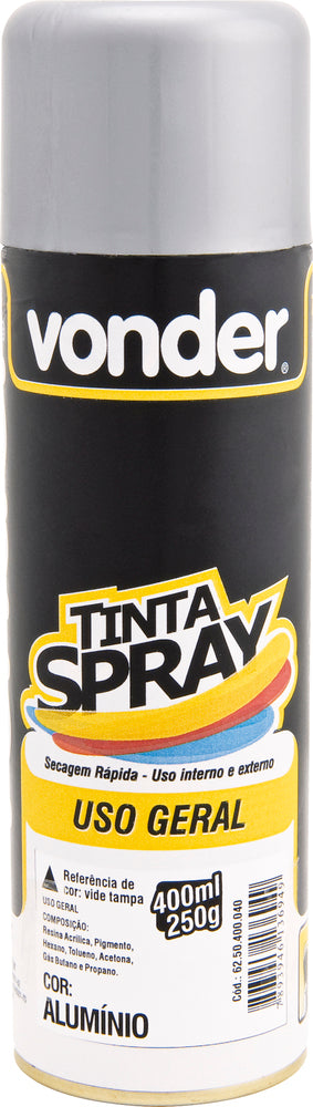 Tinta spray alumínio 400m/250g - Vonder