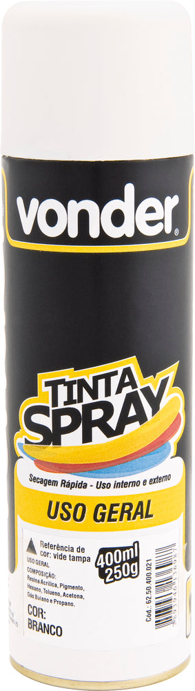 Tinta spray branco brilhante 400ml/250g - Vonder
