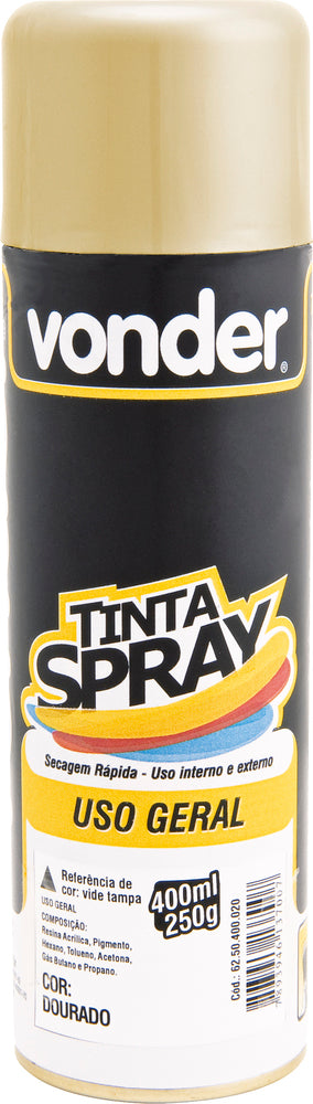Tinta spray dourado 400ml/250g - Vonder