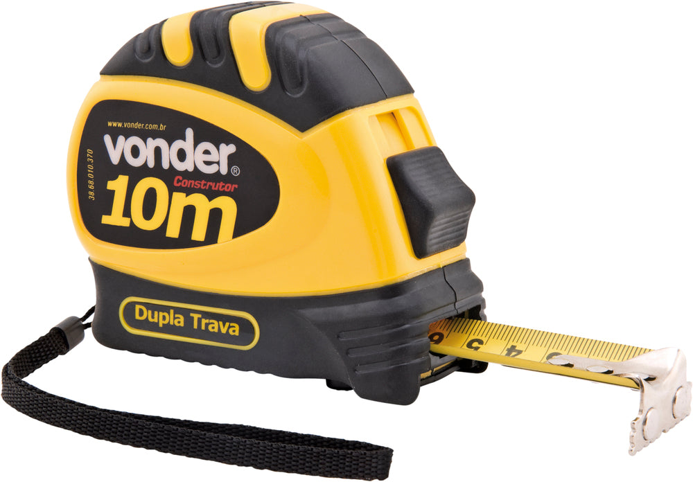 Trena Aço 10mx25mm Curta Emborrachada Dupla Trava Ponta Magn