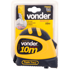 Trena Aço 10mx25mm Curta Emborrachada Dupla Trava Ponta Magn