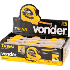 Trena aço 3mx12,5mm curta c/ caixa expositora 12 pç Vonder