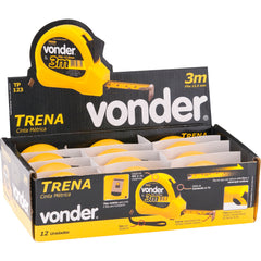Trena aço 3mx12,5mm curta c/ caixa expositora 12 pç Vonder