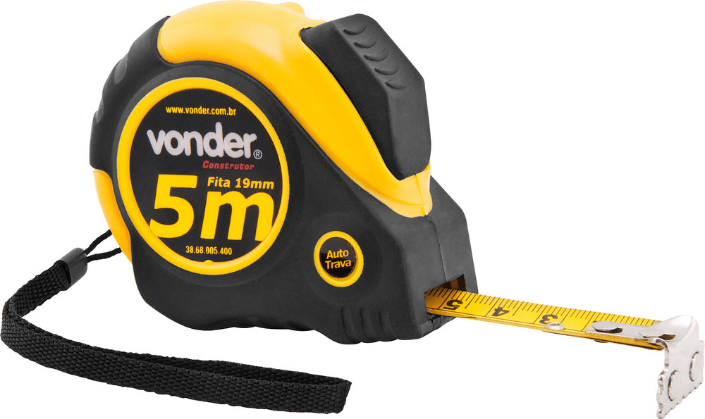 Trena Aço 5mx19mm Curta Emborrachada Auto Trava Ponta Magnét