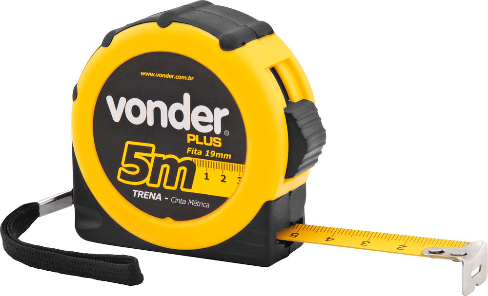 Trena aço 5mx19mm curta emborrachada - Vonder Plus