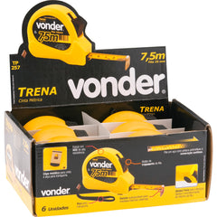 Trena aço 7,5mx25mm curta c/ caixa expositora 6 peças Vonder